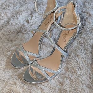 Chinese Laundry Shimmering Silver Strappy Heels